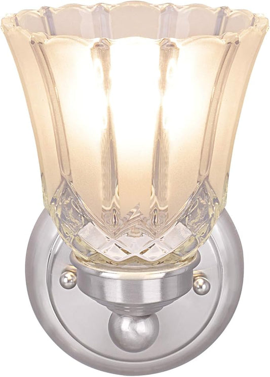 Aspen Creative 62170-1A, One-Light Metal Bathroom Vanity Wall Light Fixture, 4-3/4" Wide, Transitional Design in Satin Nickel