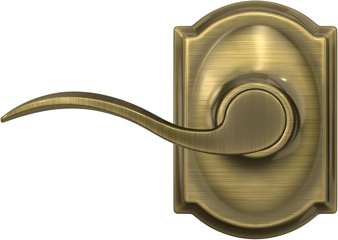 SCHLAGE Accent Lever with Camelot Trim Hall and Closet Lock in Antique Brass - F10 ACC 609 CAM