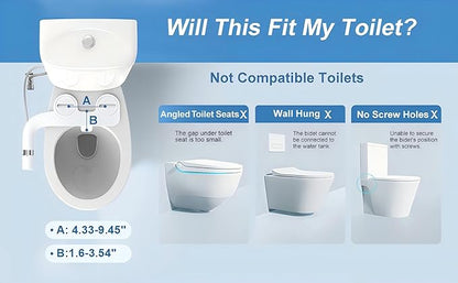 Bidet Attachment for Toilet, Ultra-Slim, Non Electric Dual Nozzle, Fresh Cold Water Spray Sprayer, Bidets Existing Toilets Seat, Baday Beday Badette Bedette, Feminine Rear Wash, Blue