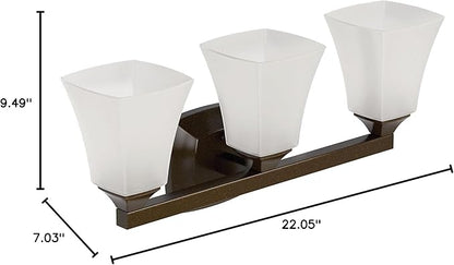 Moen YB5163ORB Voss 3-Light Dual-Mount Bath Bathroom Vanity Fixture with Frosted Glass, Oil-Rubbed Bronze