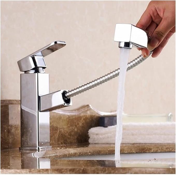 Faucet Brass Bath Set with Double Handle 2 Function Hand Shower Rotating Faucet Hot Cold Water Mixing(Black Gold-1) Faucet
