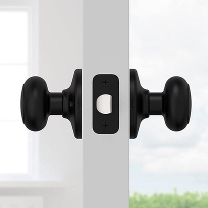Kwikset Cove Interior Passage Door Knob, Handle For Closet and Hallway Doors, Non-Locking Doorknob, Matte Black