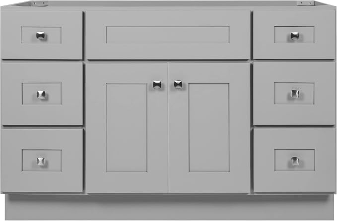 Design House Brookings Bathroom Vanity, 48", Gray | Adjustable Shelves, Freestanding, Contemporary/Modern, Wood, Bath, 215772