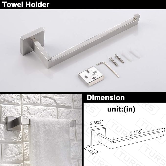 TURS 4 Pieces Bathroom Hardware Accessories Set Brushed Towel Holder Set,Wall Mounted,Premium Stainless Steel.Q7BRP4-40CM