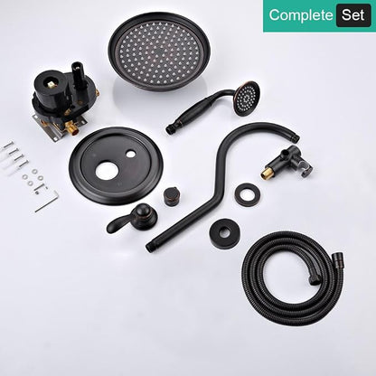 Antique Faucet Shower System with Handheld Spray | Oil Rubbed Bronze Finish, Multi-layer Plating, Vintage Rainfall, 2 Way Diverter Brass Valve, Wall Mount Easy Install