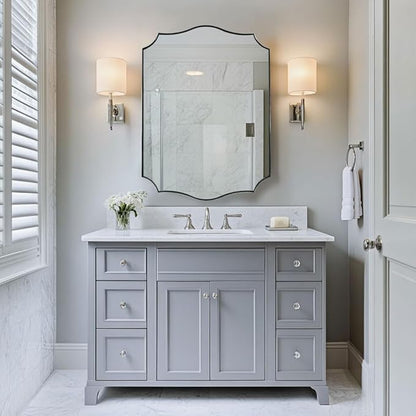 ANDY STAR Brushed Nickel Mirror, 22x30 Inch Silver Bathroom Vanity Mirror, Anti-Rust Stainless Steel 1" Frame, Unique Rectangular Mirror Ideal for Bathroom, Powder Room
