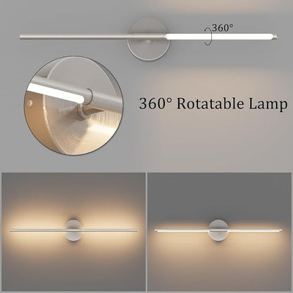 28In Sand Nickel Wall Sconces Set of Two Hardwired 3000K LED Modern Vanity Light 360° Rotatable for Living Room Bedroom Bathroom(2 Pack)
