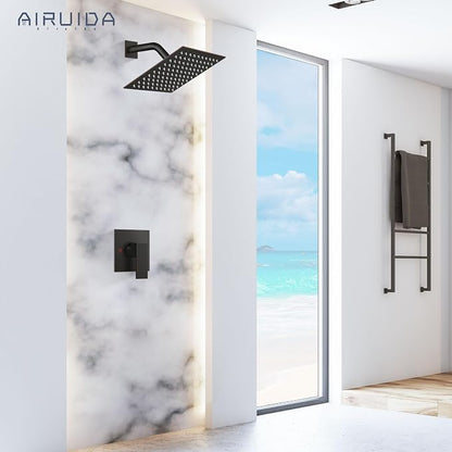 Airuida Shower Faucet Set,8 Inch Shower Valve Kit,Oil Rubbed Bronze | Male Threads,Rough-in Valve Shower Trim Kit,Single Handle Control Shower Set