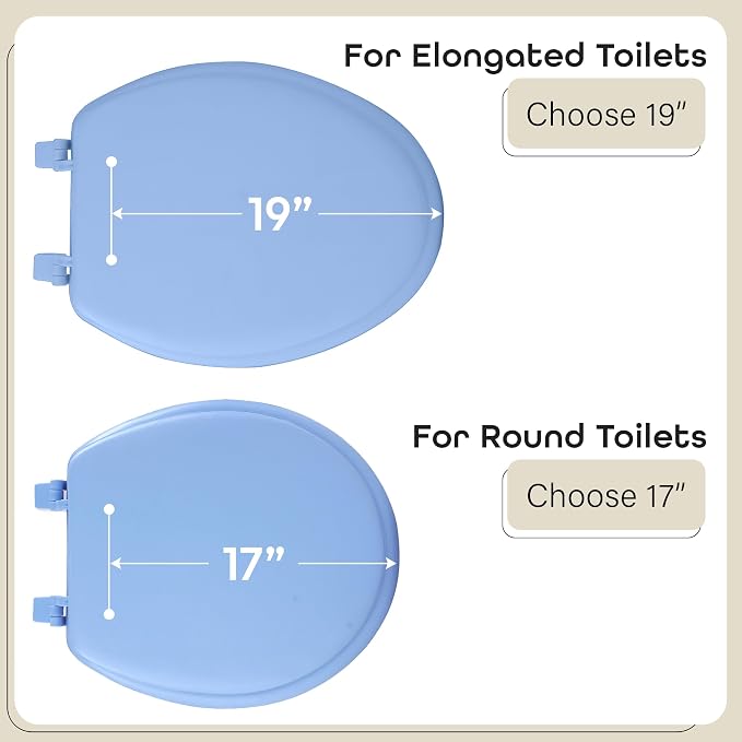 Soft Standard Vinyl Toilet Seat, Light Blue, 17 in