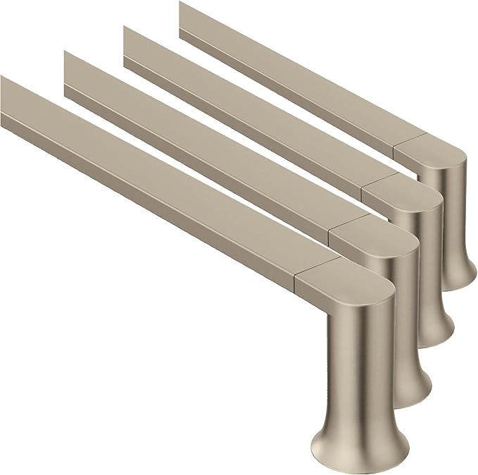 Moen Genta LX Brushed Nickel Modern 18-Inch Single Kitchen or Bathroom Towel Bar, BH3818BN (Pack of 4)