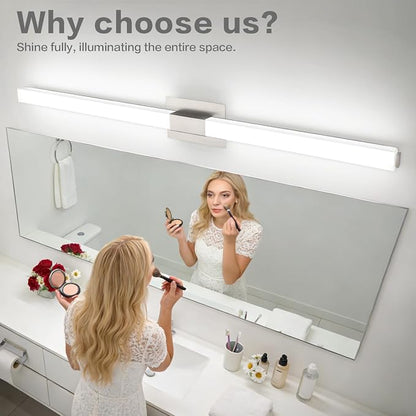 Brushed Nickel Bathroom Vanity Light - 48 Inch Extra Long Modern LED Vanity Light Bar IP44 Rust-Resistant 5CCT