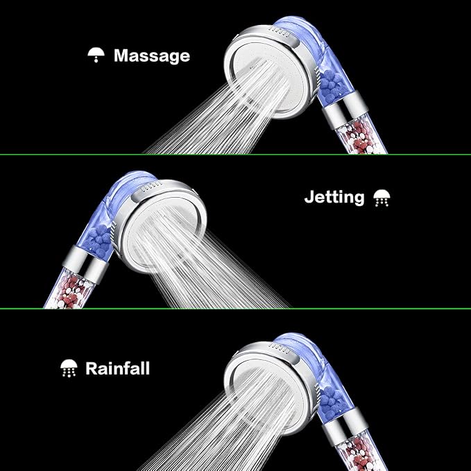 Nosame Shower Head with Hose Holder, Filter Filtration High Pressure | Filter Filtration High Pressure Water Saving 3 Mode Function Spray Handheld Showerheads 1.6 GPM for Dry Hair & Skin SPA