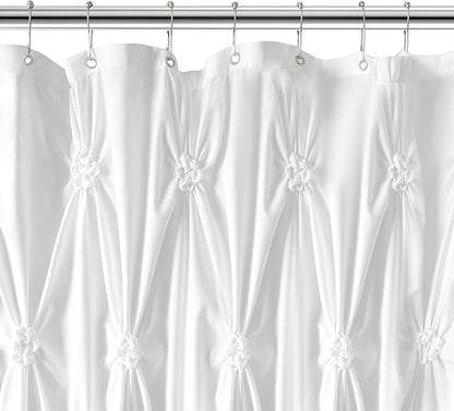 Seasonwood Modern Farmhouse Shower Curtain White Fabric Shower Curtain for Bathroom Decor Chic Style,Quick-Drying, Durable and Washable Bathroom Curtains, 72 x 72
