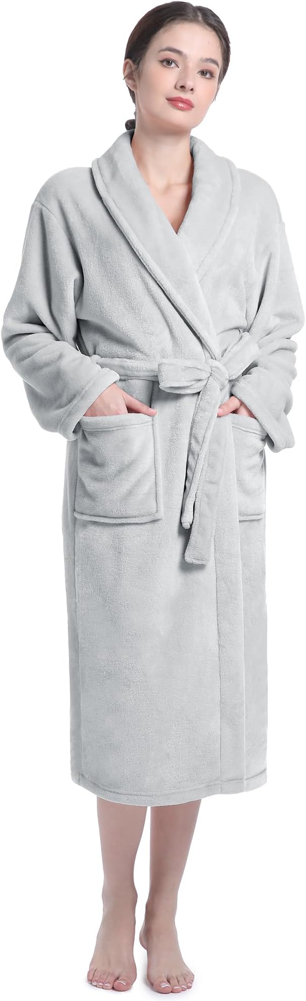 Fluffy Soft Robes for Women, Warm Fleece Womens Robe, Cozy Bathrobe | Plush Bathrobe for Women, Long Fuzzy Lightweight Bath Robe with Pockets for Shower Spa Hotel House Pool