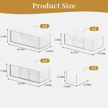 Medicine Cabinet Organizer with Removable Dividers, 3-Tier Stackable Drawer Storage for Bathroom, RV, Vanity, Countertop & Desk