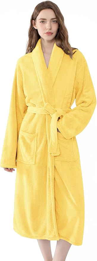 Soft Robe For Women，Warm Plush Bath Robes Female，Spa Towel After Shower Lightweight Long Bathrobe