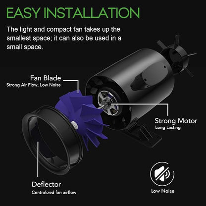 iPower Silent Inline Duct Ventilation Booster Fan 6 Inch 300 CFM Quiet Vent Exhaust Blower for Hydroponics Grow Tent Greenhouse Kitchen Bathroom, 2 Pack, Black