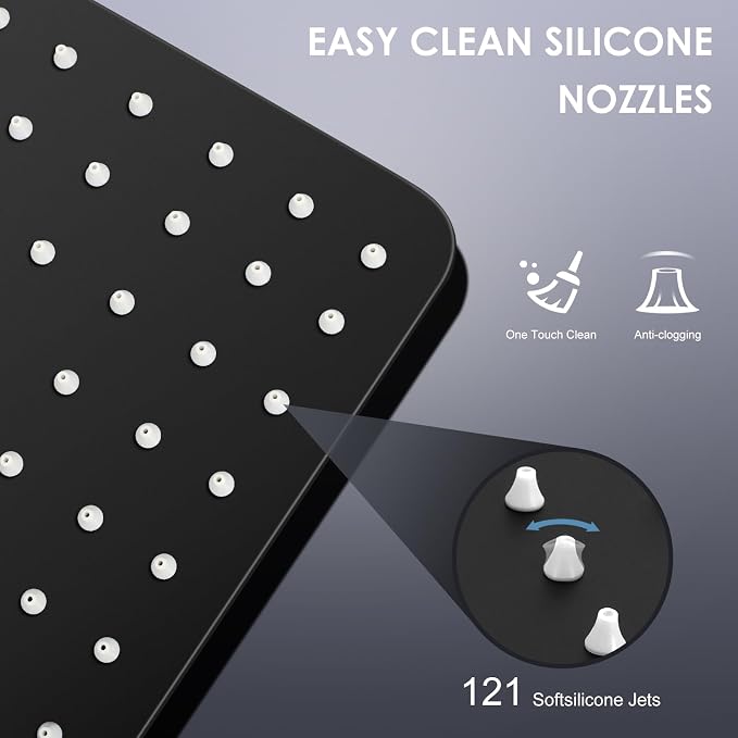 10 Inch Matte Black Rain Shower Head - All Metal Stainless Steel 304, Ultra Thin Design, Modern Bathroom Square Rainfall Showerheads - Full Body Coverage Bath Shower