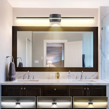 SOLFART LED Vanity Lights Bathroom Light Fixtures Black Bathroom Lights Vanity Lighting Fixtures 3 Color Temperature Dimmable 48 Inch Wall Light Fixture BK-3C