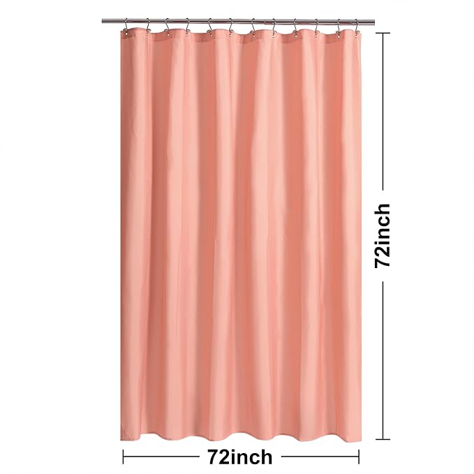 N&Y HOME Fabric Shower Curtain or Liner with Magnets, Coral | Hotel Quality, Washable, Water Repellent, Cloth Shower Curtain with Grommets for Bathroom, Standard Size