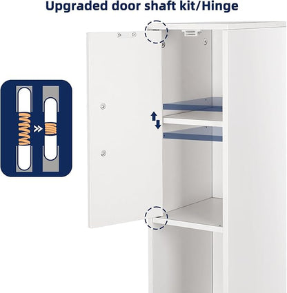 MOHOPE Narrow Bathroom Storage Cabinet, 72" Tall Slim Bathroom Cabinet with 2 Doors & Adjustable Shelves, Skinny Freestanding Floor Cabinet for Small Spaces, Living Room, White