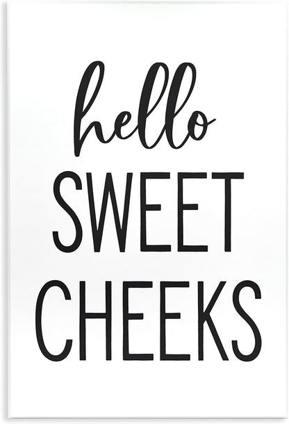 'Hello Sweet Cheeks Silly Bathroom Washroom'| Wall Plaque Art | Stupell Industries | 13 x 19 Inches, Easy to Hang and Sturdy, Made in USA, by Lettered and Lined