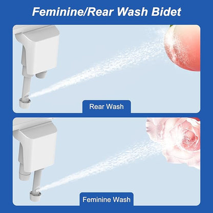Bidet Attachment For Toilet, Ultra-Slim Dual Nozzle Bidet Toilet Seat, Non-Electric Bidets for Toilets, Adjustable Water Pressure, Feminine/Rear Wash for Women Men (Silver)