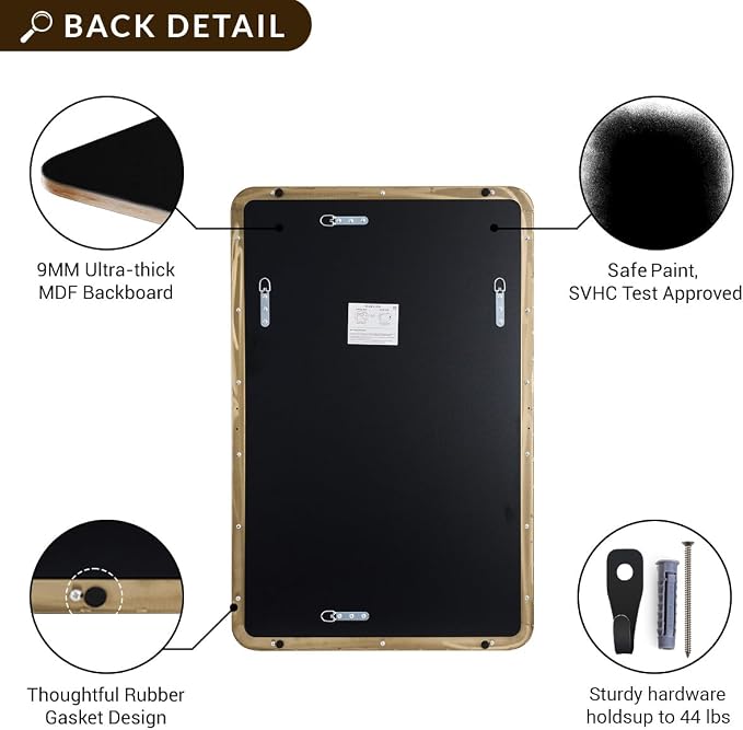 Brushed Champagne Bronze Mirrors for Bathroom Sink, 24x32 Inch Bathroom Vanity Mirror with Rectangular Metal Frame-Modern Clean Design with Superior Stainless Steel Frame