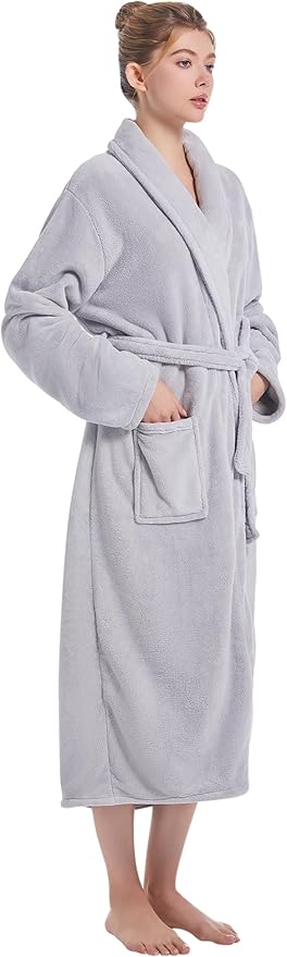Soft Robe For Women，Warm Plush Bath Robes Female，Spa Towel After Shower Lightweight Long Bathrobe