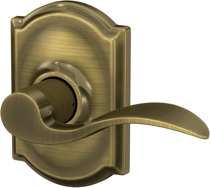 SCHLAGE Accent Lever with Camelot Trim Hall and Closet Lock in Antique Brass - F10 ACC 609 CAM