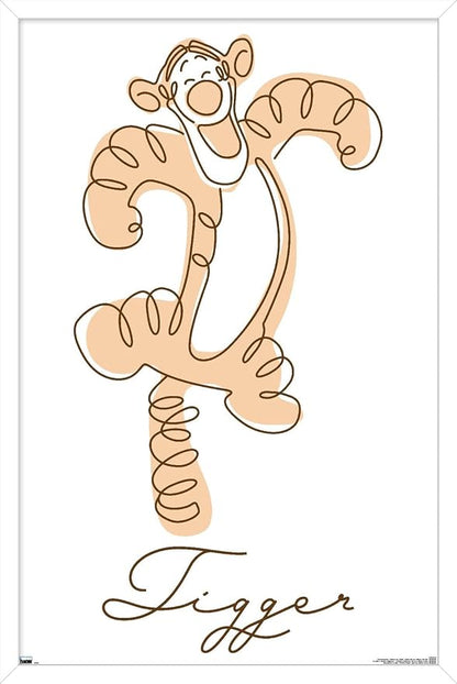 Trends International Disney Simple Moments Line Art - Tigger Wall Poster, 34L x 22.4W, White Framed Version