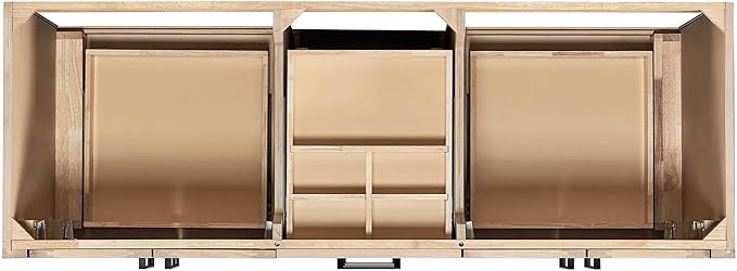 ARIEL Loren 60-inch Bathroom Vanity Base Cabinet,Solid Wood, 4 Soft Closing Doors, 3 Dovetail Drawers, Natural Oak