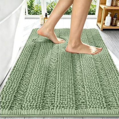 Smiry Thick Chenille Bathroom Runner Rugs 59x20, Soft Bath Mat, Sage Green