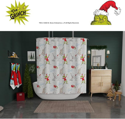 Grinch Holiday Christmas Bath Microfiber Shower Curtain, 72x72, (Officially Licensed Product) by Franco