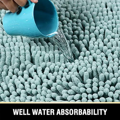 H.VERSAILTEX Bathroom Rugs Bath Mats Non Slip Luxury Chenille Bathroom Runner Rug 24x47 Extra Soft and Absorbent Shaggy Rugs Washable Dry Fast Area Carpet Mats, Tub - Aqua Foam
