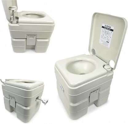 SEAFLO Premium Camping Portable Toilet - 5.8 Gallon Waste 3.43 Gall Fresh Tank (100 Flushes), 440 lbs Max Weight, Level Indicator, Sealed Waste Tank for RV, Boat, Elderly, Off-Grid, 4-Year Warranty