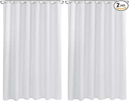 Nasitos Extra Long Fabric Shower Curtain Liners 2 Pack - W72 x H84 - Water Resistant Cloth Shower Curtains with Magnets, Soft Hotel Quality, Machine Washable (White, Magnets Included)