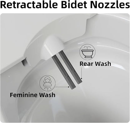 Non Electric Bidet Toilet, Los Flexi 17.3" ADA & Elongated Tankless One-Piece Toilet, 1000g Map & 1.0 GPF, Powerful Air Pressure Assisted System, Feminine and Rear Wash, Foot Kick Flush, 12" Rough-In