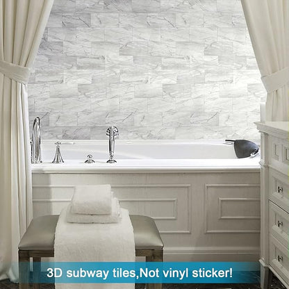 BeNice Peel and Stick Tile Backsplash Bathroom Gray White 23pcs