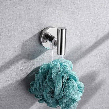 Chrome Bathroom Accessories, Polished Silver Bathroom Hardware Set Includes Double Post Toilet Paper Holder 15 to 24 Inch Towel Bar Towel Ring Robe Hook 4 Pieces Hand Towel Holder Wall Mount