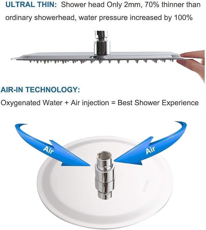 Shower Faucet Set Chrome Bathroom Rainfall Shower System Wall Mounted 8" Inch Shower Head and Handle Set Single Function Shower Trim Kit with Rough-in Valve