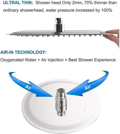 Shower Faucet Set Chrome Bathroom Rainfall Shower System Wall Mounted 8" Inch Shower Head and Handle Set Single Function Shower Trim Kit with Rough-in Valve
