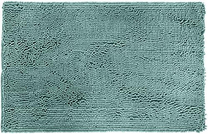 Amazon Basics Bathroom Rugs, Extra Soft Absorbent Shag Bath Rugs, Non-Slip Backing, Quick Drying, Machine Washable, Plush Comfort for Bathroom Floor, Tub and Shower, 21" x 34", Seafoam Green