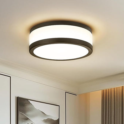 12 Inch Black LED Flush Mount Ceiling Light, Modern 18W Dimmable Semi Flush Mount Round Ceiling Light for Bedroom, Kitchen, Hallway, Bathroom, 5CCT, LMS-054CL-BKS