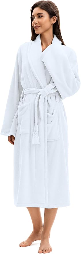 Soft Robe For Women，Warm Plush Bath Robes Female，Spa Towel After Shower Lightweight Long Bathrobe