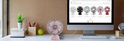 Good Housekeeping 5" All-Metal (92526) USB Desktop Laptop Nightstand Fan with Oscillation (Pink)