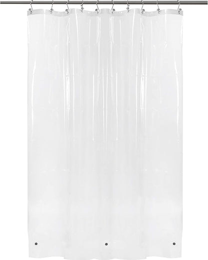 BAROSSA Design 54 inch Wide Stall Shower Curtain Liner with 3 Magnets - PEVA, Waterproof, PVC Free, Metal Grommets, Clear, 54x72