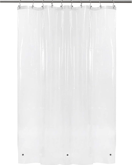 BAROSSA Design 54 inch Wide Stall Shower Curtain Liner with 3 Magnets - PEVA, Waterproof, PVC Free, Metal Grommets, Clear, 54x72