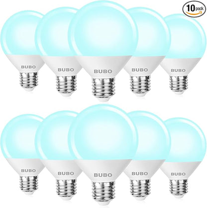 BUBO Globe Light Bulbs 60 Watt Equivalent, Vanity Light Bulbs for Bathroom Over Mirror, Daylight White 5000K Round Light Bulbs, G25 LED Light Bulbs 800LM, E26 Medium Base, 7W, Non-Dimmable, 10 Pack