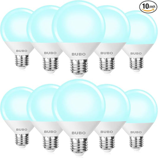 BUBO Globe Light Bulbs 60 Watt Equivalent, Vanity Light Bulbs for Bathroom Over Mirror, Daylight White 5000K Round Light Bulbs, G25 LED Light Bulbs 800LM, E26 Medium Base, 7W, Non-Dimmable, 10 Pack